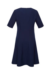 Biz Corporates RD974L Siena Womens Extended Short Sleeve Dress in Marine - back view