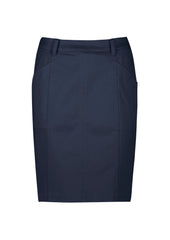 Biz Corporates RGS264L Traveller Womens Mid Waist Stretch Chino Skirt in Navy