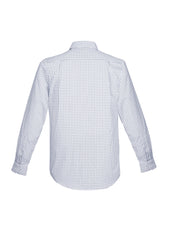 Biz Corporates RS070ML Noah Mens Long Sleeve Shirt in White/Storm Blue Check - back view