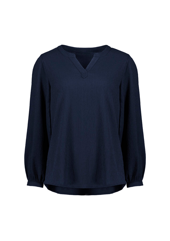 Biz Corporates RU568LL Ruché Womens Long Sleeve Shirt in Navy
