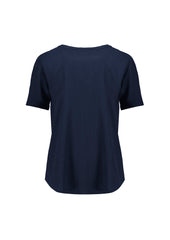 Biz Corporates RU568LS Ruché Womens Short Sleeve Shirt in Navy - back view