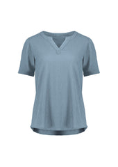 Biz Corporates RU568LS Ruché Womens Short Sleeve Shirt in Powder Blue