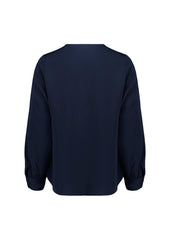 Biz Corporates RU569LL Evelyn Womens Long Sleeve Blouse in Navy - back view
