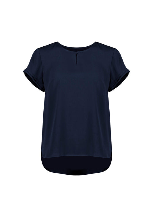 Biz Corporates RU569LS Evelyn Womens Short Sleeve Blouse in Navy