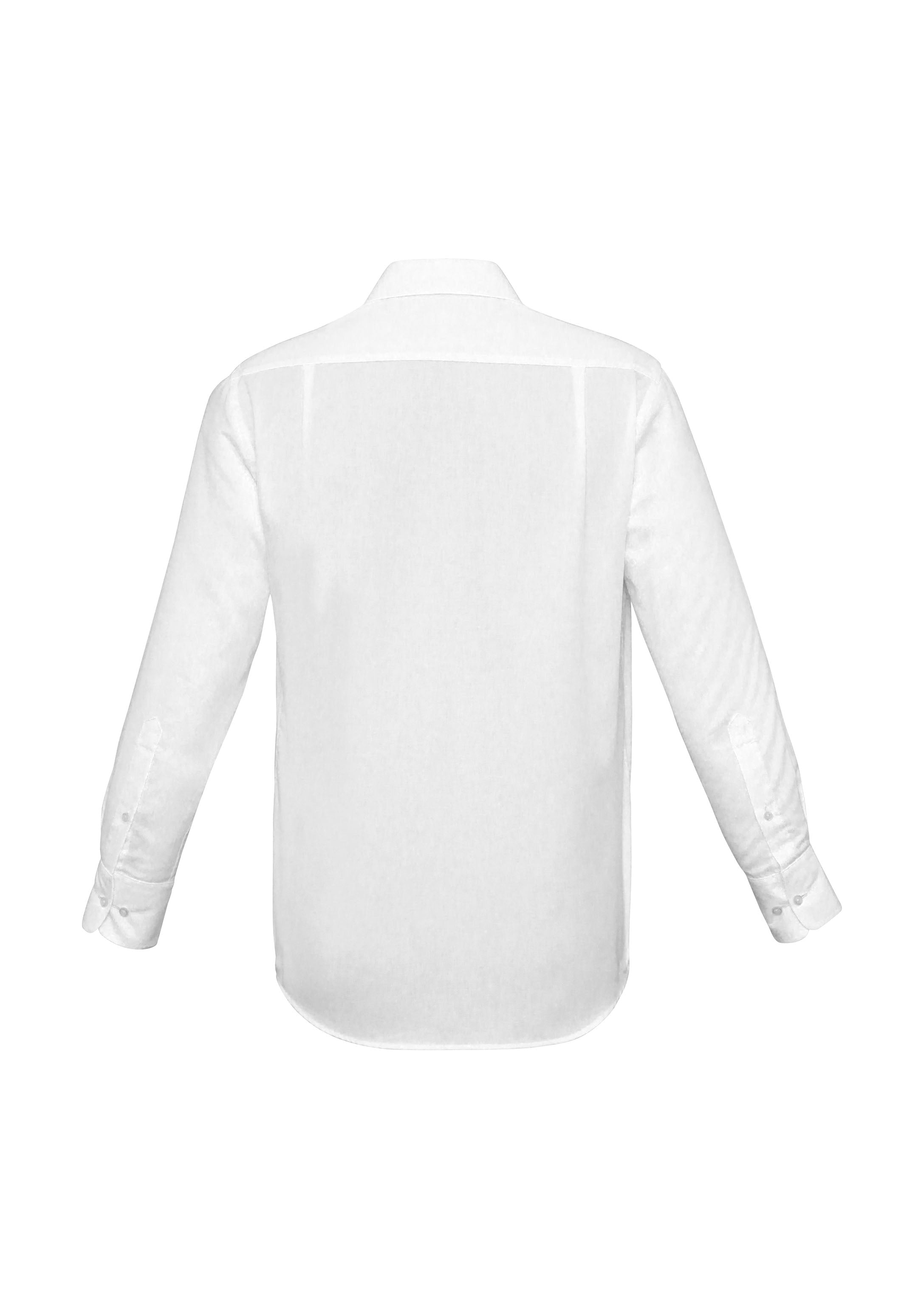 Biz Collection S10210 Luxe Mens Long Sleeve Shirt in White - back view