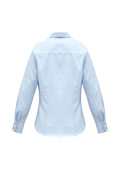 Biz Collection S118LL Luxe Womens Long Sleeve Shirt in Blue - back view