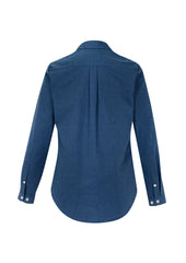 Biz Collection S127LL Memphis Womens Long Sleeve Shirt in Mineral Blue - back view