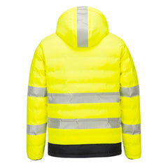 Portwest S548 Hi-Vis Ultrasonic Heated Tunnel Jacket in Yellow/Black - back view