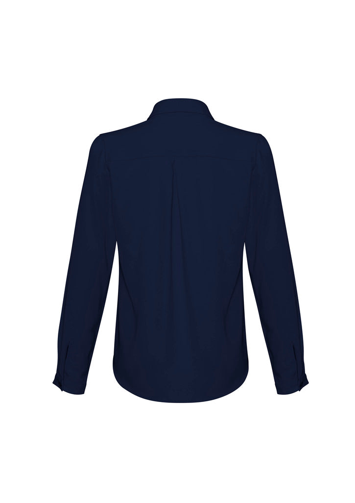 Biz Collection S626LL Madison Womens Long Sleeve Shirt in Midnight Blue - back view