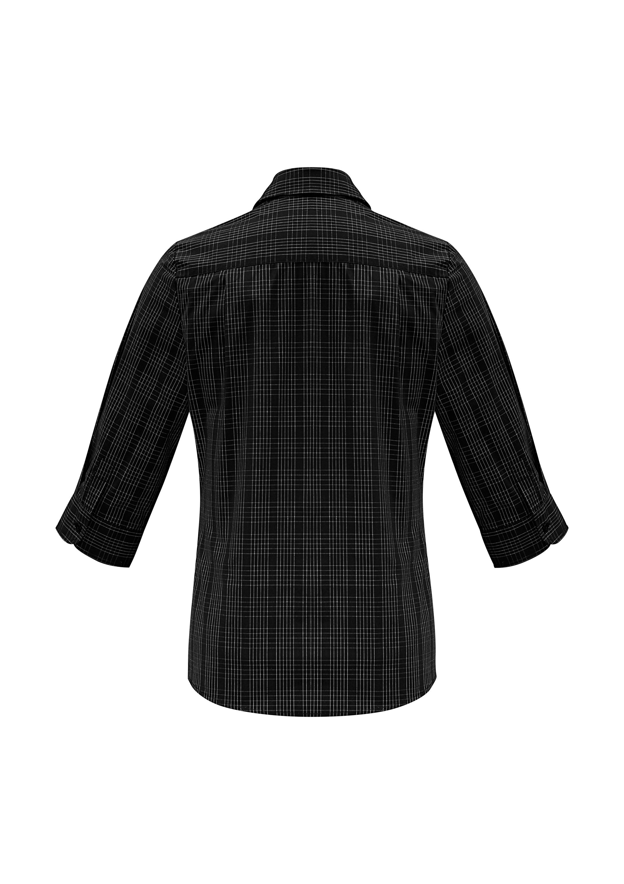 Biz Collection S820LT Harper Womens 3/4 Sleeve Shirt in Black/Silver - back view