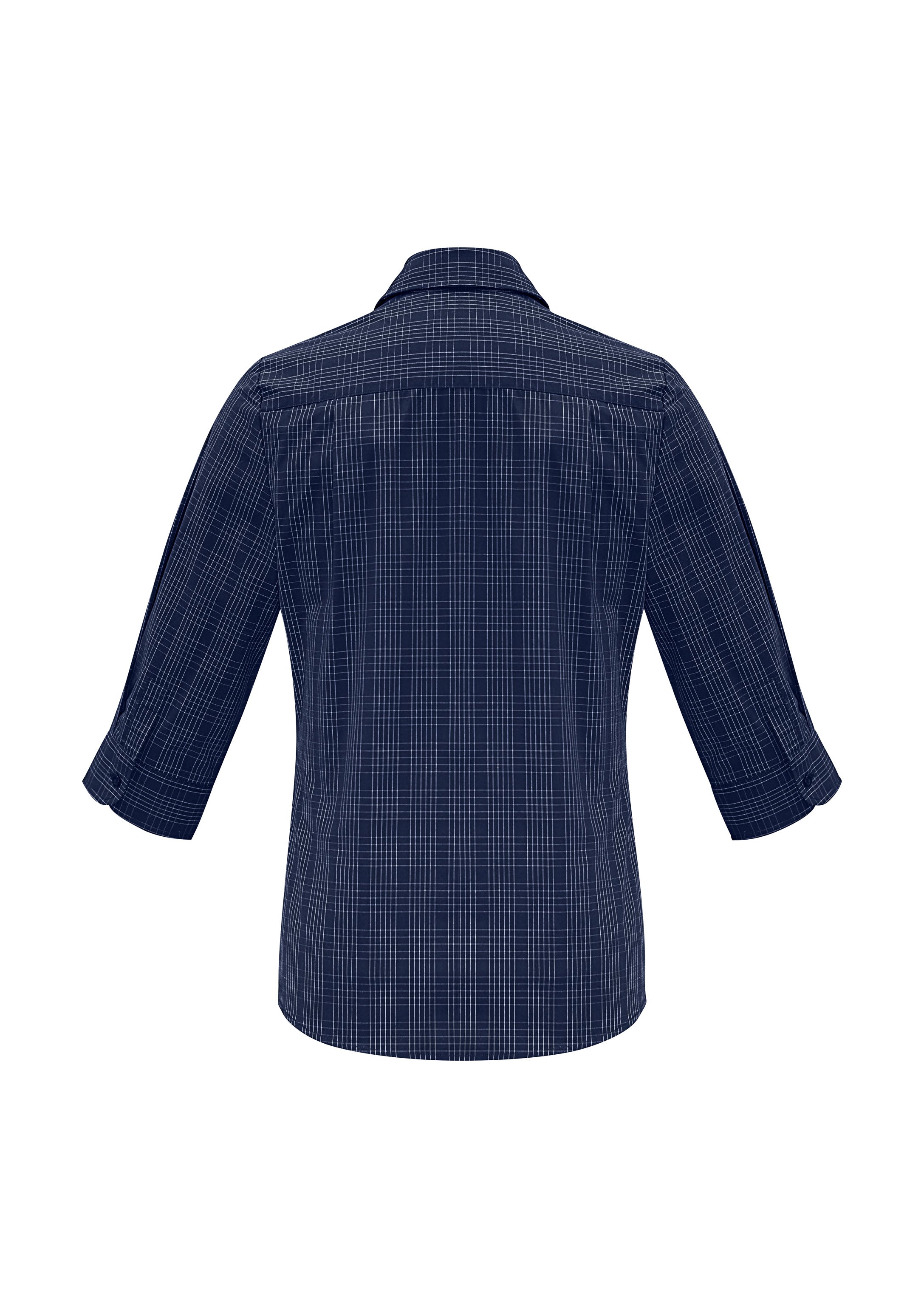 Biz Collection S820LT Harper Womens 3/4 Sleeve Shirt in Ink/Silver - back view