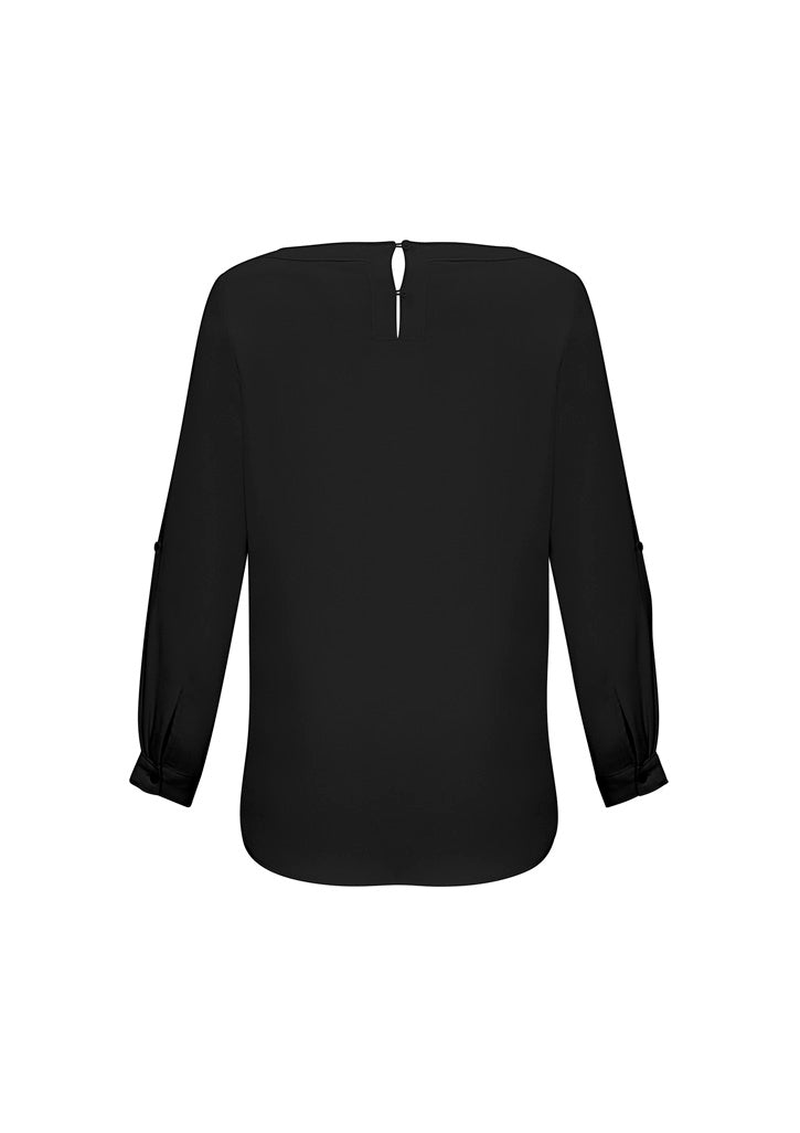Biz Collection S828LL Madison Womens Boatneck Top in Black - back view