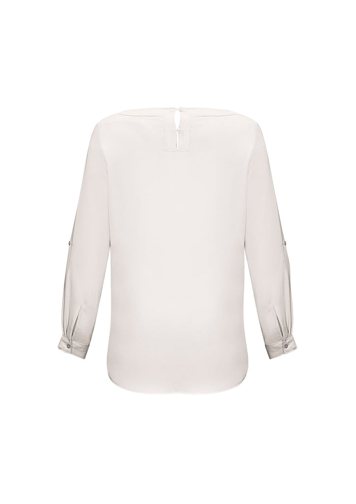 Biz Collection S828LL Madison Womens Boatneck Top in Ivory - back view