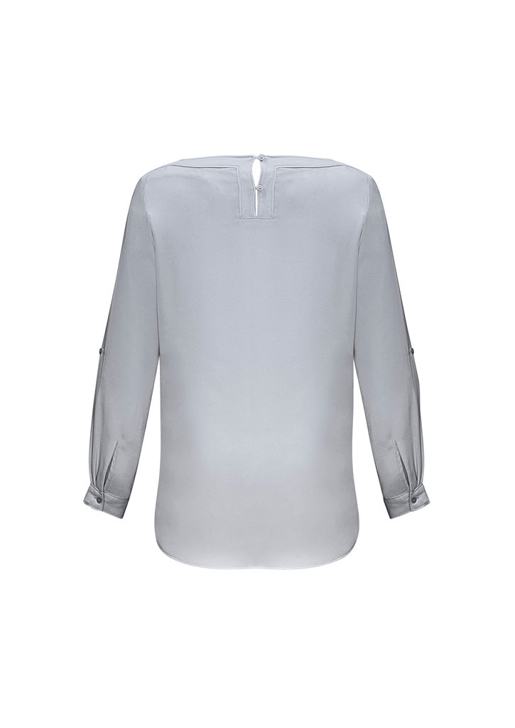 Biz Collection S828LL Madison Womens Boatneck Top in Silver Mist - back view