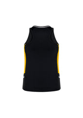 Biz Collection SG702L Renegade Womens Singlet in Black/Gold/Silver - back view