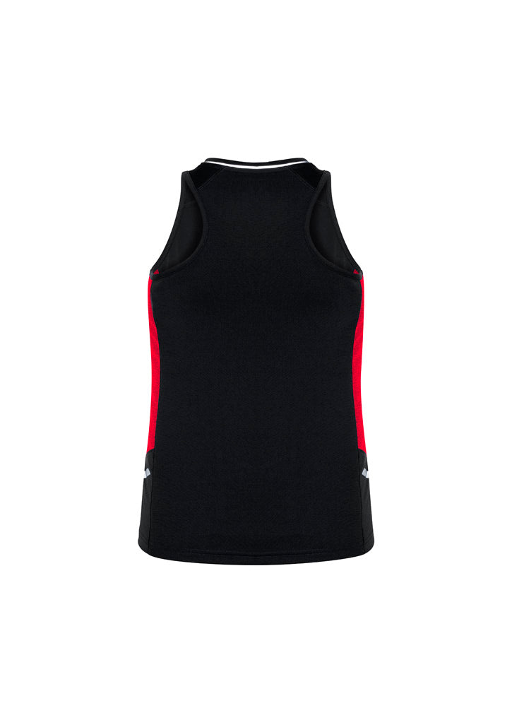 Biz Collection SG702L Renegade Womens Singlet in Black/Red/Silver - back view