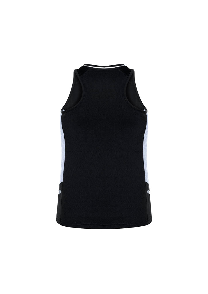 Biz Collection SG702L Renegade Womens Singlet in Black/White/Silver - back view
