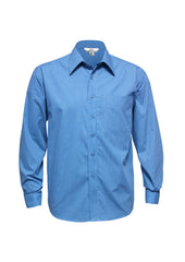 Biz Collection SH816 Micro Mens Check Long Sleeve Shirt in Mid Blue