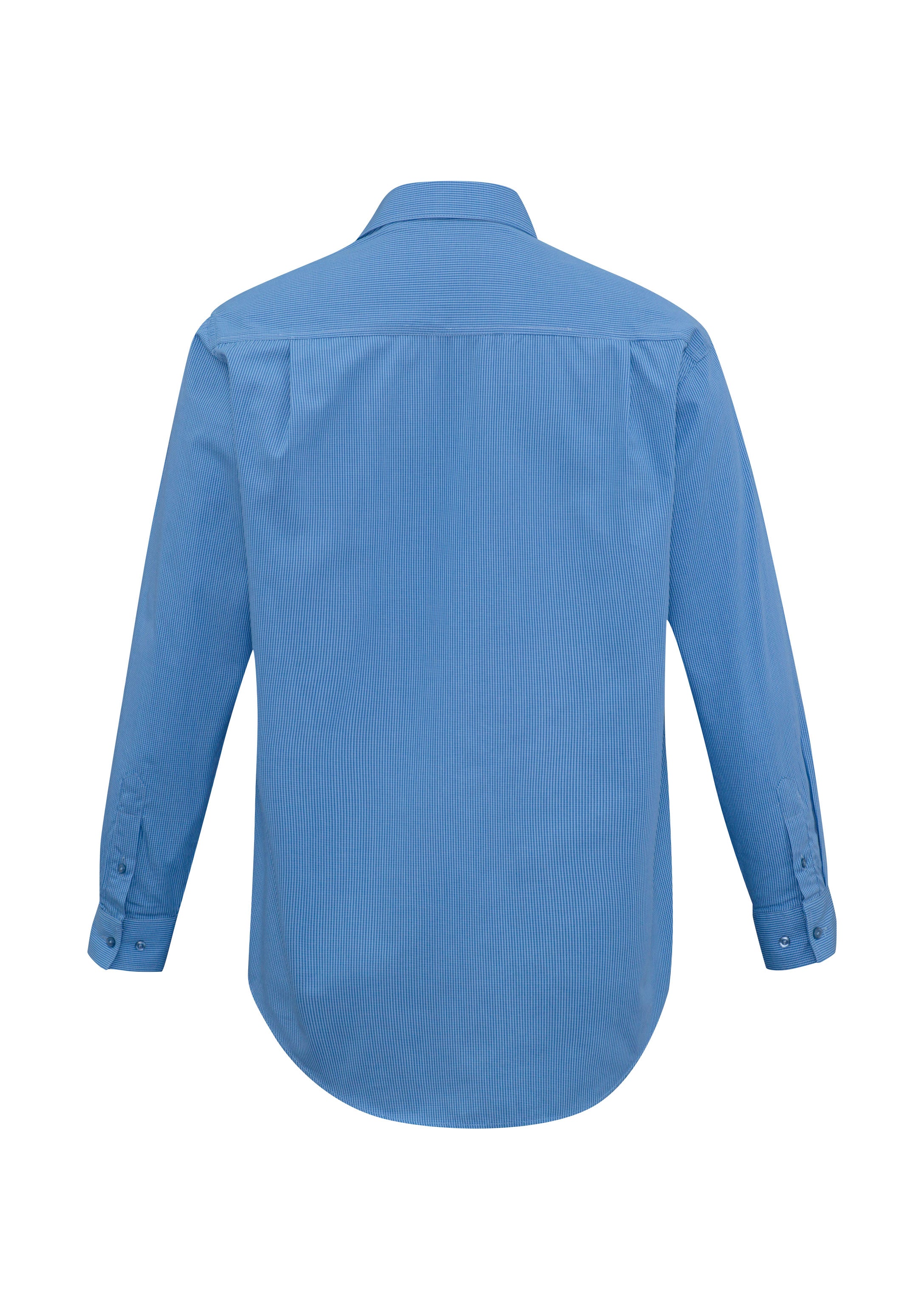 Biz Collection SH816 Micro Mens Check Long Sleeve Shirt in Mid Blue - back view