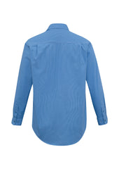 Biz Collection SH816 Micro Mens Check Long Sleeve Shirt in Mid Blue - back view