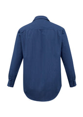 Biz Collection SH816 Micro Mens Check Long Sleeve Shirt in Navy - back view