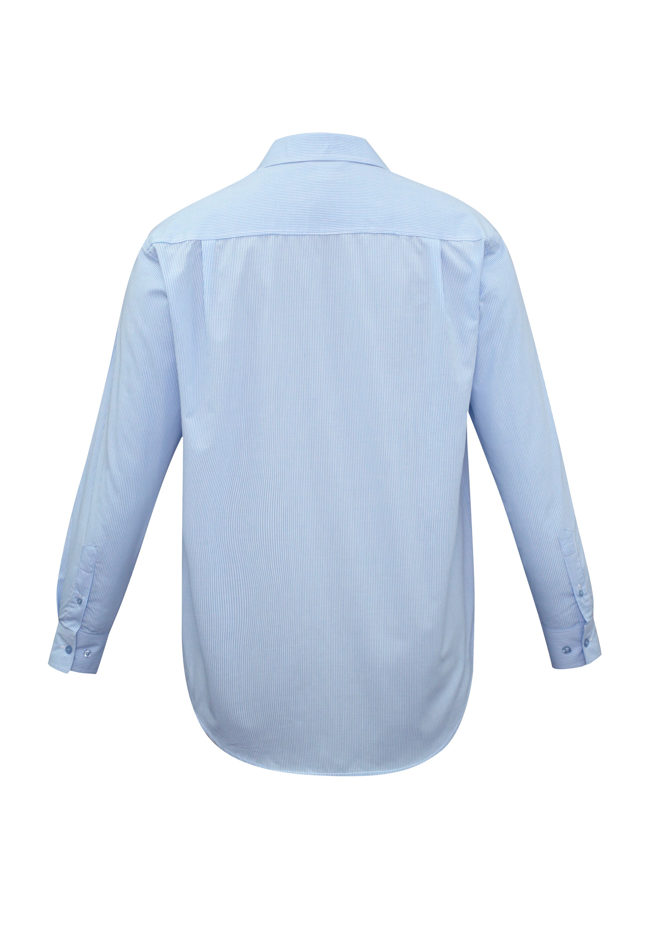 Biz Collection SH816 Micro Mens Check Long Sleeve Shirt in Sky - back view