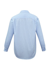 Biz Collection SH816 Micro Mens Check Long Sleeve Shirt in Sky - back view