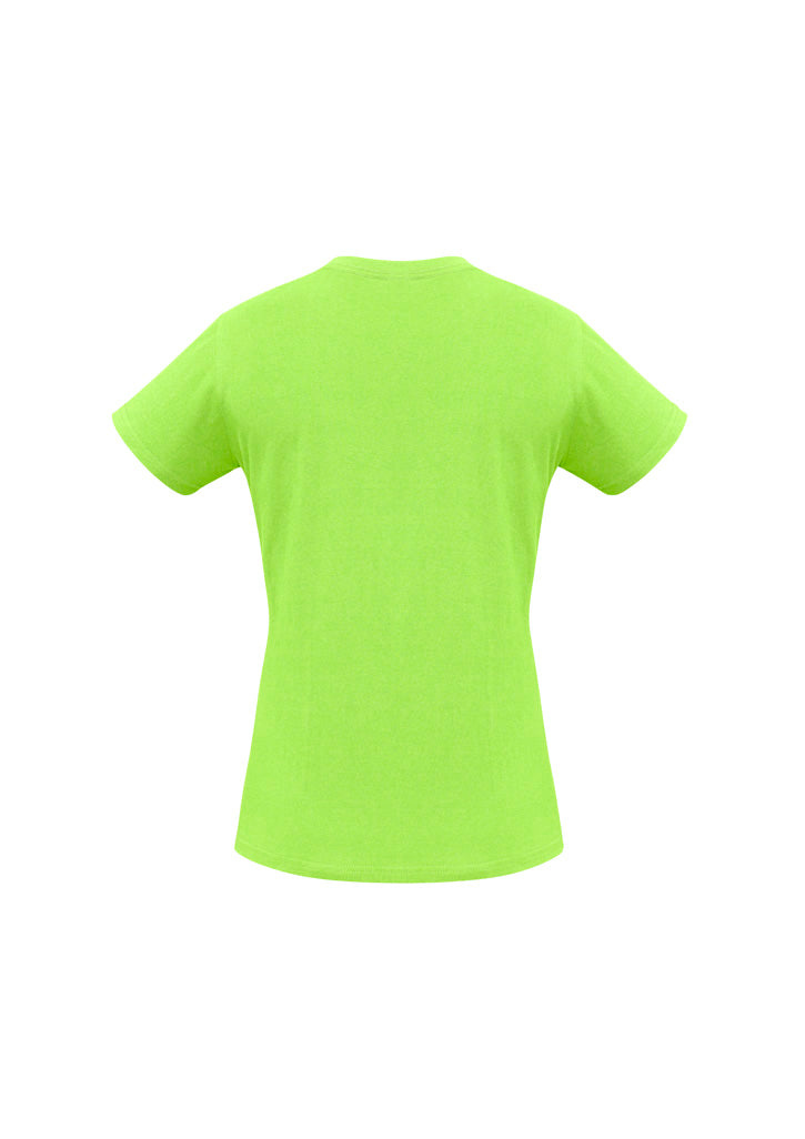 Biz Collection T10022 Ice Womens Short Sleeve Tee in Fluoro Yellow/Lime - back view