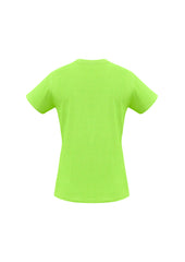 Biz Collection T10022 Ice Womens Short Sleeve Tee in Fluoro Yellow/Lime - back view