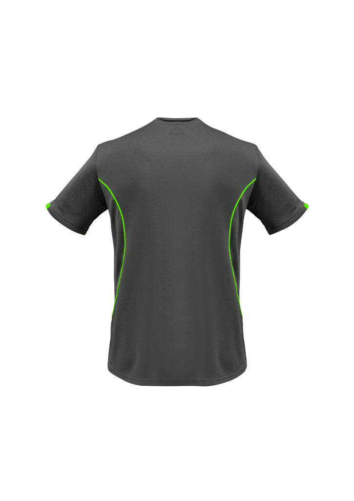 Biz Collection T406MS Razor Mens Short Sleeve Tee in Grey/Fluoro Lime - back view