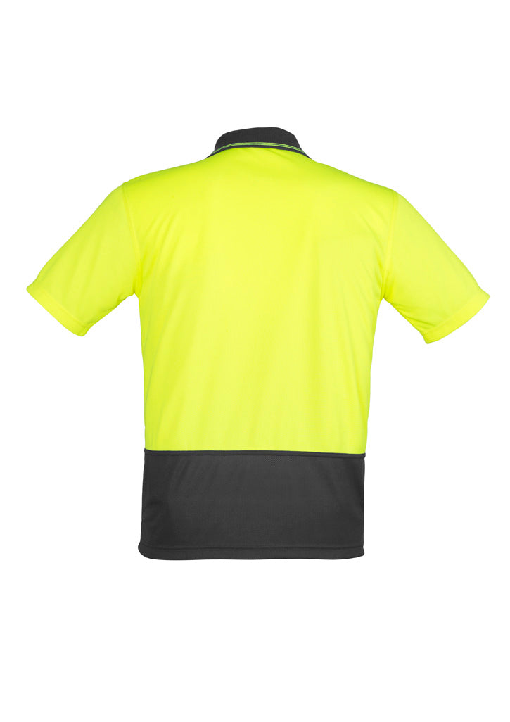 Syzmik ZH231 Unisex Hi Vis Basic Short Sleeve Polo in Yellow/Charcoal - back view