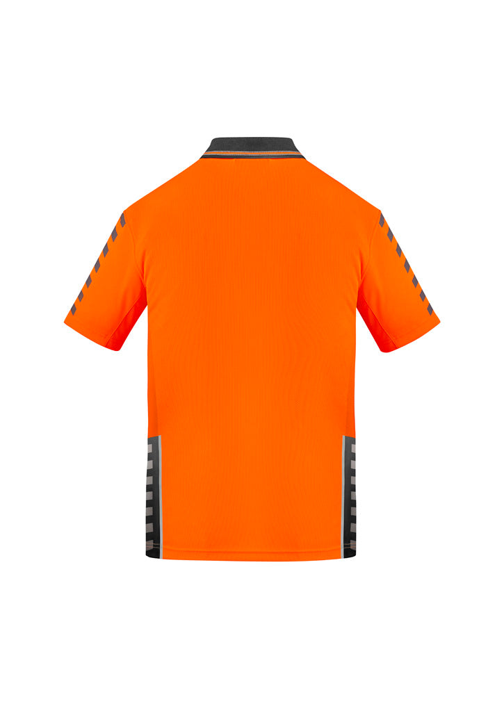 Syzmik ZH320 Mens Hi Vis Komodo Short Sleeve Polo in Orange/Charcoal - back view
