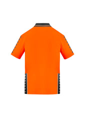 Syzmik ZH320 Mens Hi Vis Komodo Short Sleeve Polo in Orange/Charcoal - back view