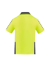 Syzmik ZH320 Mens Hi Vis Komodo Short Sleeve Polo in Yellow/Charcoal - back view
