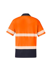 Syzmik ZH535 Unisex Hi Vis Segmented Tape Short Sleeve Polo in Orange/Navy - back view