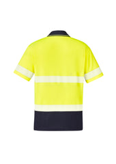Syzmik ZH535 Unisex Hi Vis Segmented Tape Short Sleeve Polo in Yellow/Navy - back view