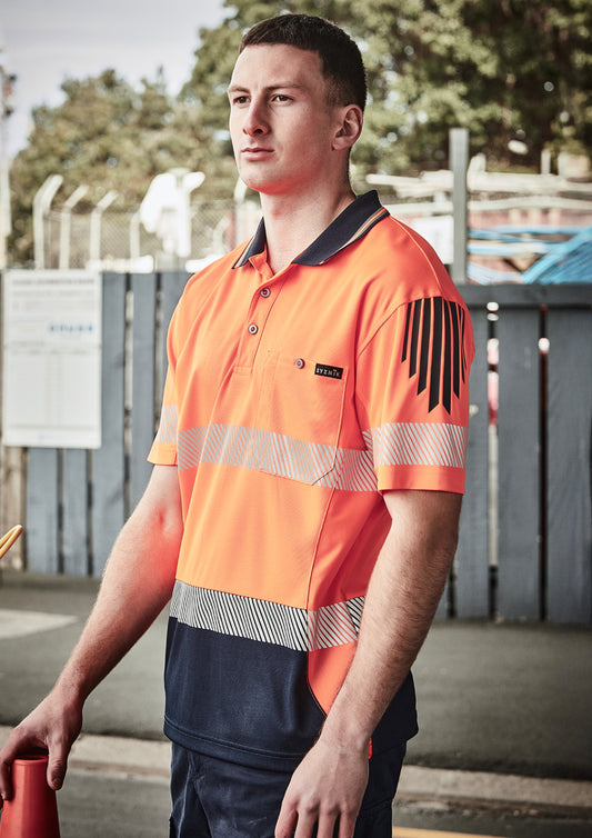 Mens Hi Vis Flux Segmented Tape Short Sleeve Polo - ZH555 - syzmik-0