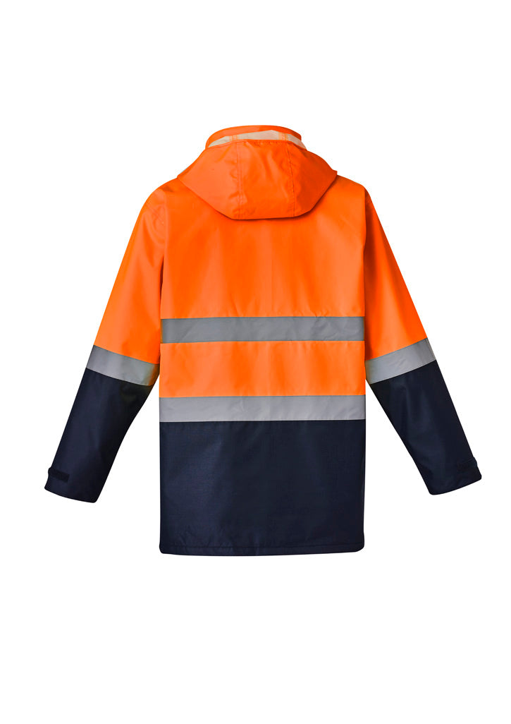 Syzmik ZJ220 Mens Hi Vis Basic 4 In 1 Waterproof Jacket in Orange/Navy - back view