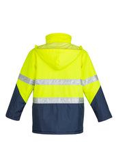 Syzmik ZJ350 Mens Hi Vis Storm Jacket in Yellow/Navy - back view