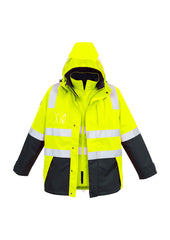 Syzmik ZJ532 Mens Hi Vis 4 In 1 Waterproof Jacket in Yellow/Navy - back view