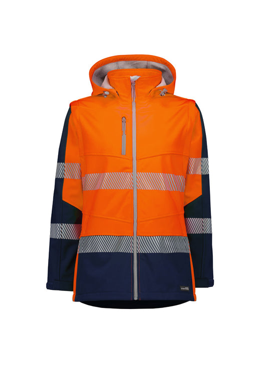 Syzmik ZJ753 Womens Streetworx 2 In 1 Stretch Softshell Jacket in Orange/Navy