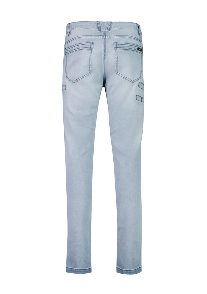 Syzmik ZP540 Mens Streetworx Stretch Jean in Light Blue - back view