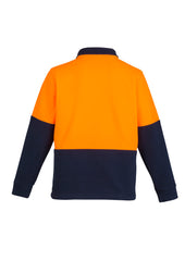 Syzmik ZT460 Unisex Hi Vis 1/2 Zip Polar Fleece Pullover in Orange/Navy - back view