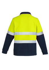 Syzmik ZT461 Unisex Hi Vis Polar Fleece Pullover - Hoop Taped in Yellow/Navy - back view