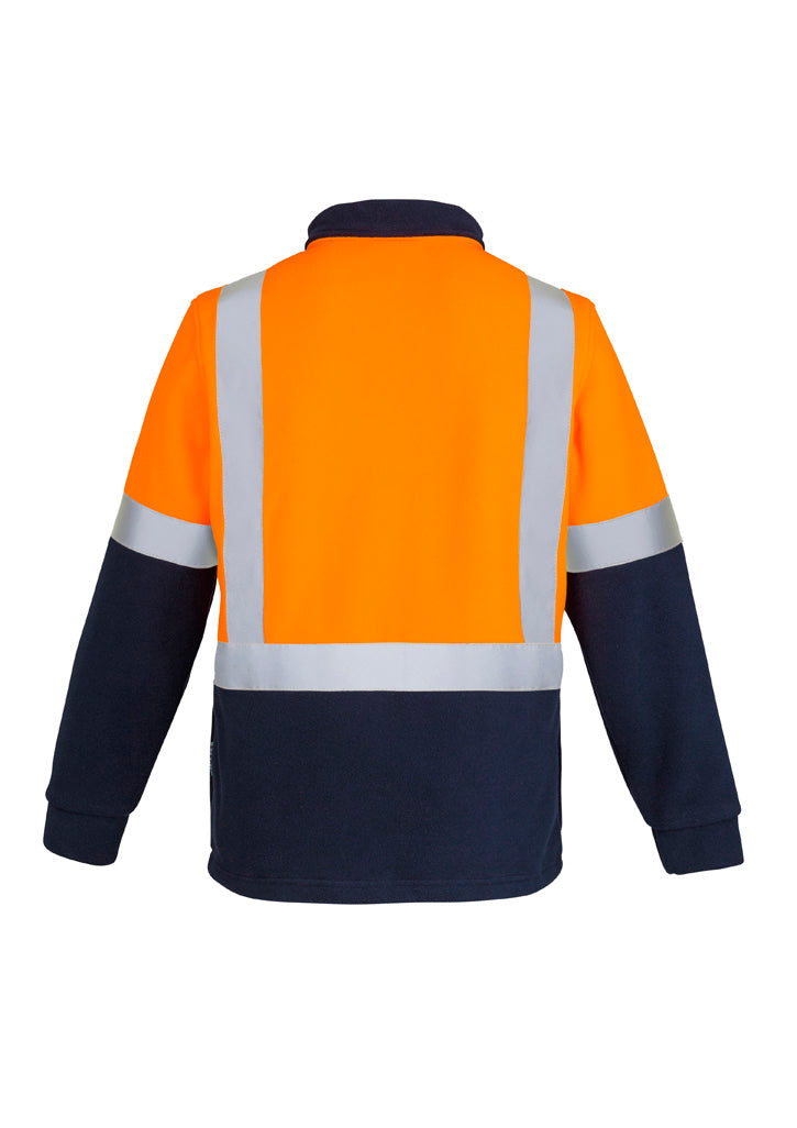 Syzmik ZT462 Unisex Hi Vis Polar Fleece Pullover - Shoulder Taped in Orange/Navy - back view