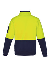 Syzmik ZT476 Unisex Hi Vis 1/2 Zip Pullover in Yellow/Navy - back view
