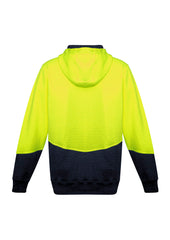 Syzmik ZT477 Unisex Hi Vis Textured Jacquard Hoodie in Yellow/Navy - back view