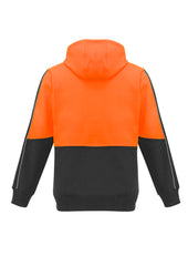 Syzmik ZT485 Unisex Hi Vis Full Zip Hoodie in Orange/Charcoal - back view