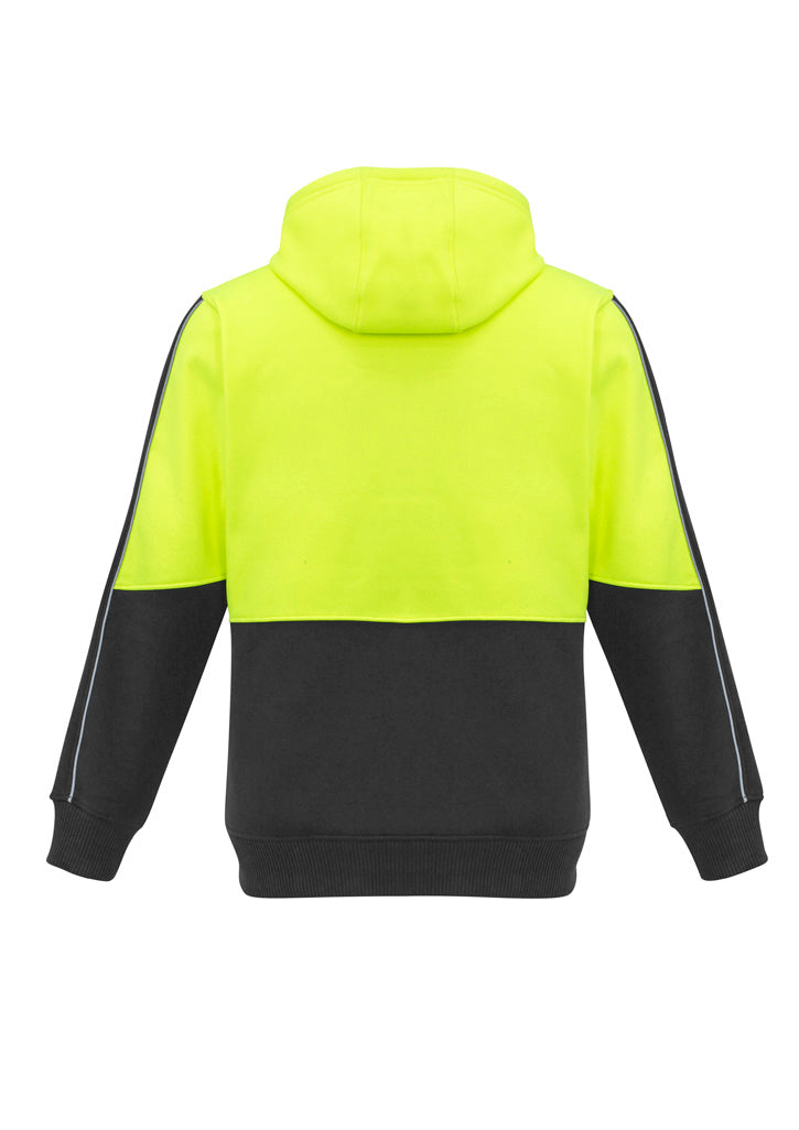 Syzmik ZT485 Unisex Hi Vis Full Zip Hoodie in Yellow/Charcoal - back view