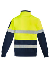 Syzmik ZT567 Unisex Hi Vis 1/4 Zip Pullover - Hoop Taped in Yellow/Navy - back view